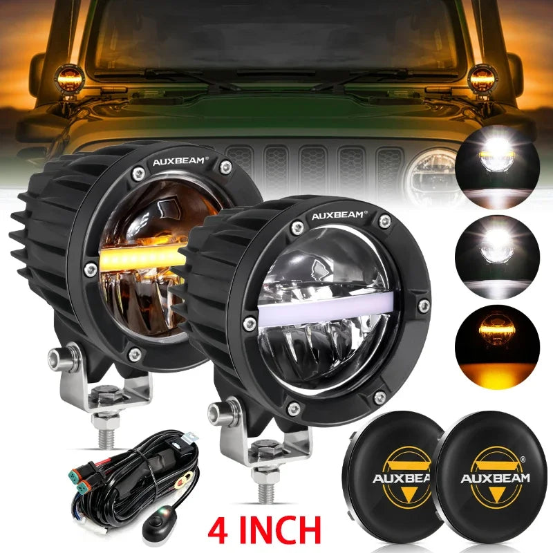 Auxbeam 2PCS Inch 110W 11000LM Work Amber Drl Truck