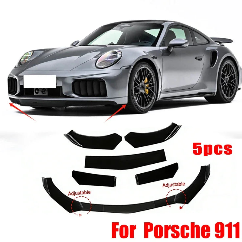 For Porsche 911 5PCS ABS Material Front Bumper Separator Lip