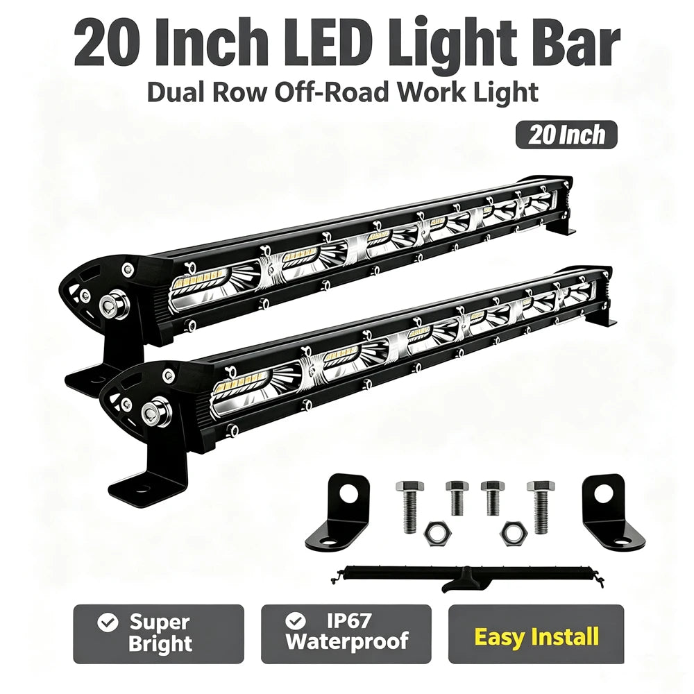 For Off-Road 2PCS 20-inch off-road Bars Lightweight Slim Work