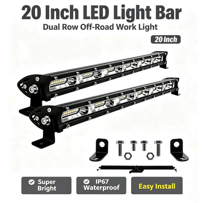 For Off-Road 2PCS 20-inch off-road Bars Lightweight Slim Work