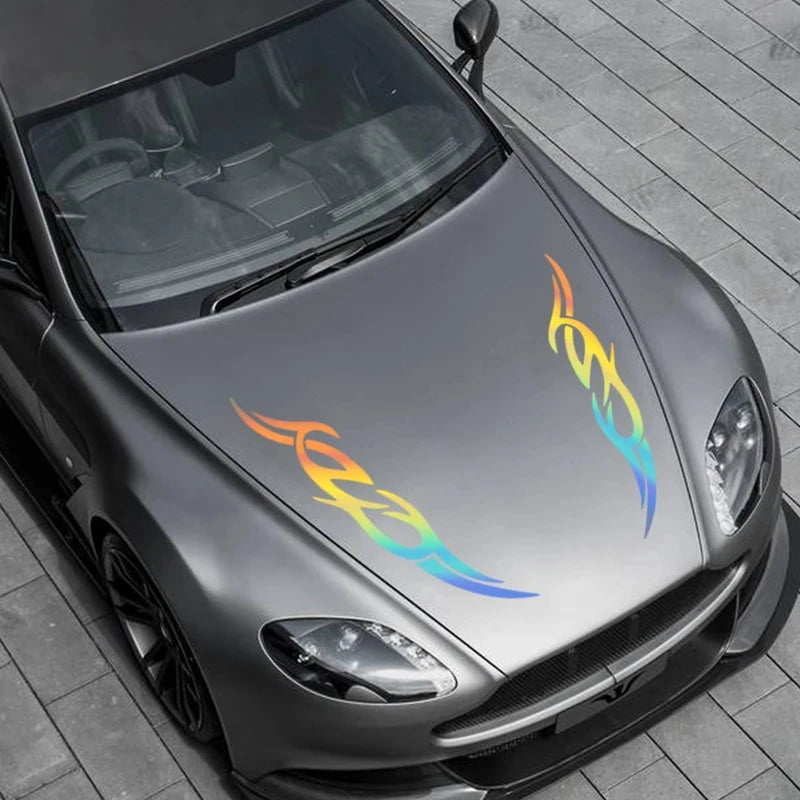 For Auto Vehicle Bumper Bonnet Vinyl 2PCS Modern Fire Flame