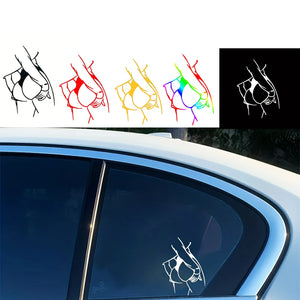 Vinyl Curved Stickers Bumpy Body Beauty Girl Reflective Window