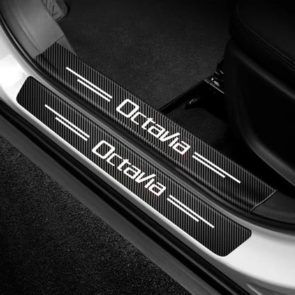 For Skoda Octavia Door Sill Carbon Fiber Sticker Threshold Side