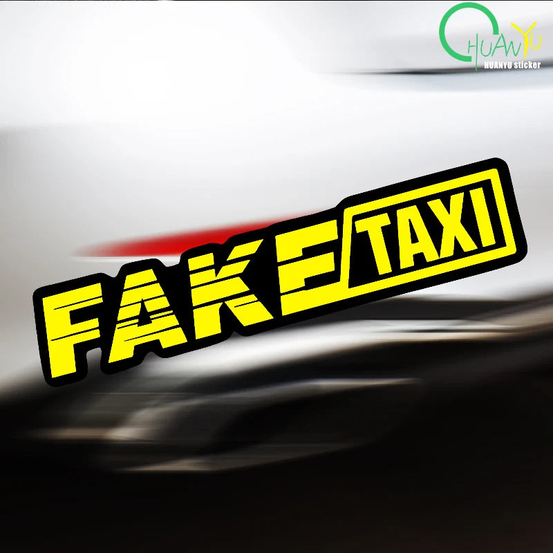 Yellow Fake Taxi Logo Pvc Waterproof Window Laptop Trunk