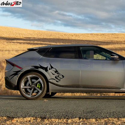 For Kia EV6 EV2 EV3 EV4 2PCS Wolf Graphics Stickers Body Door