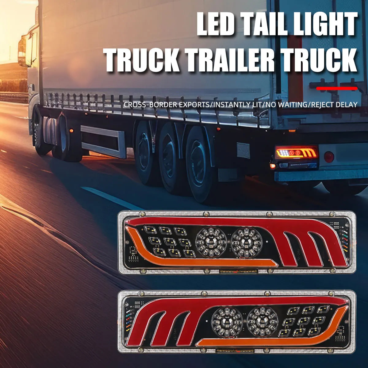 2PCS Trailer Trucks Tail Running Turn Signal Rear Lamps