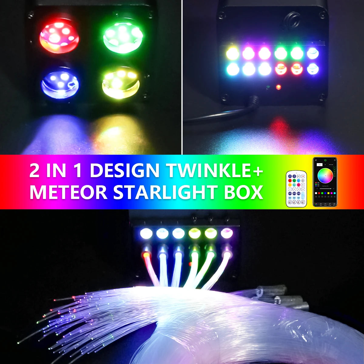 4port 36W Twinkle Rgbw Meteor Fibre Optic Star Ceiling