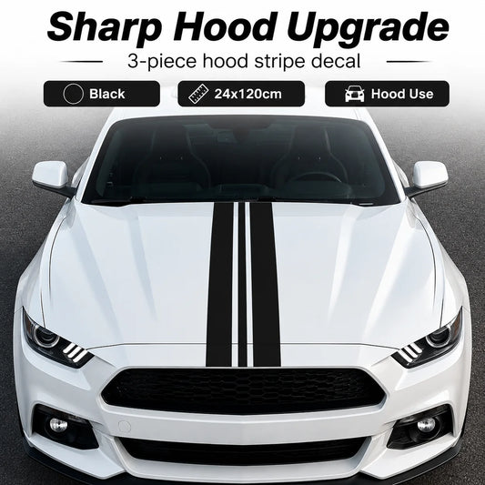 For Sedan Coupe Hood Racing Stripe Decal Dual Stripes Vinyl