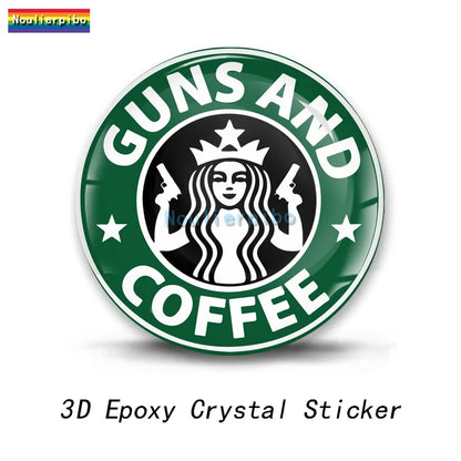 3D Cool Stereo Dome Usa Gun Flexible Sticker Motorcycle