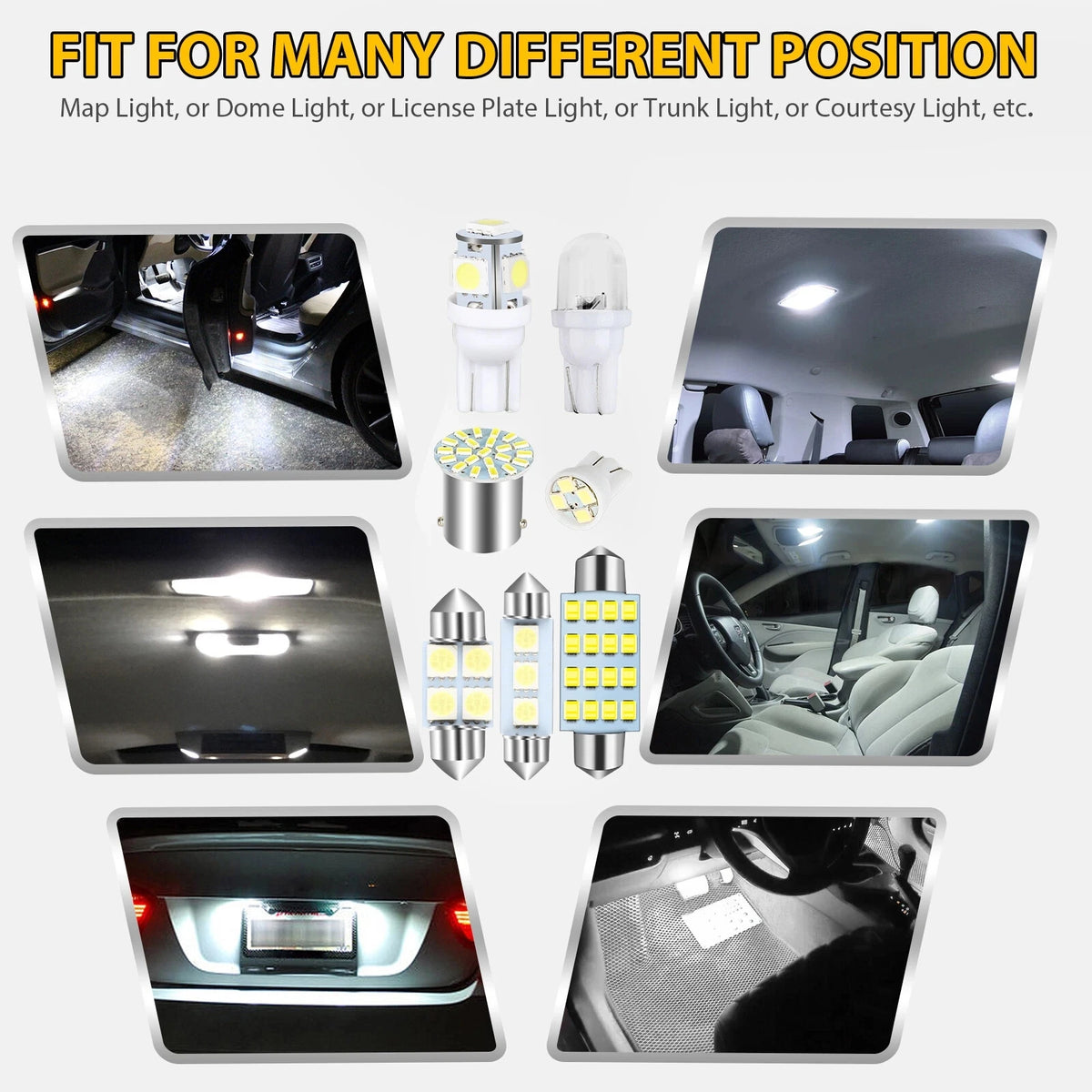 Interior Combo Map Dome Door Trunk License Plate Bulbs