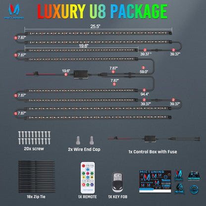 U8 rgb+ic Underglow Strip Dual Remote Control Chase Colour