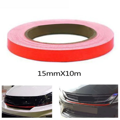 Red Lining Reflective Vinyl Wrap Film Sticker Decal 15MM