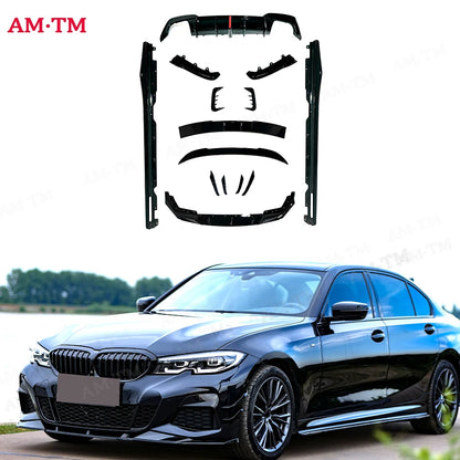 For BMW 3 Series G20 G28 2020-2022 Bright Black Bumper Lip