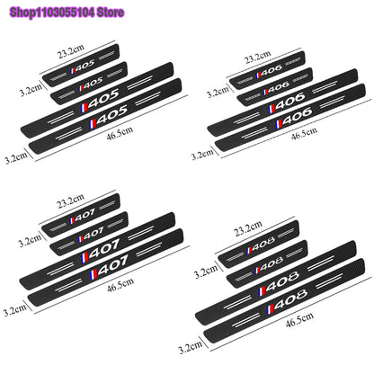 For Peugeot 405 406 407 408 4PCS Carbon Fiber Door Sill Sticker