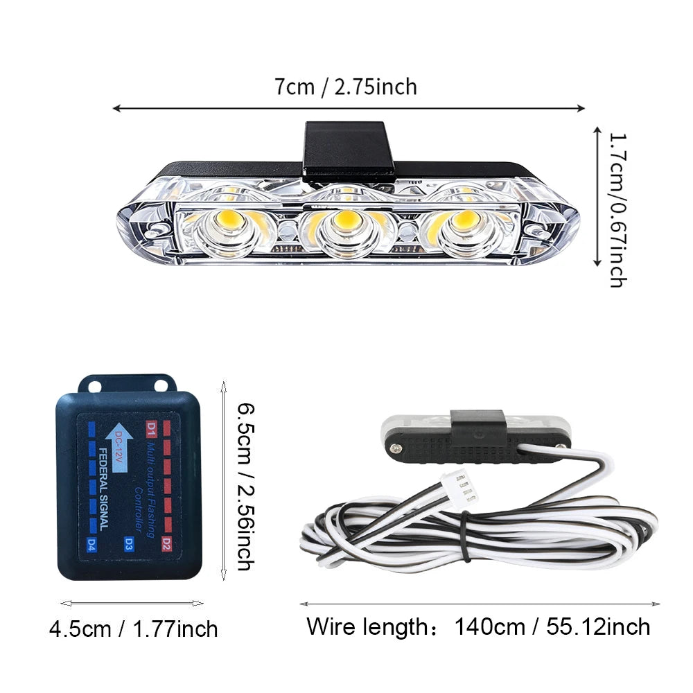 3LED Modules Grille Flash Wireless Remote Control Emergency