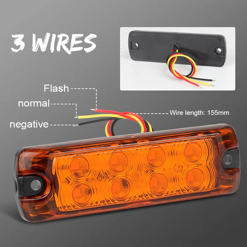 Inch Side Marker Red Yellow Turn Signal Flash Stop
