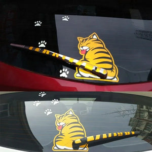 Funny Cat Stickers Moving Tail Rear Windshield Cartoon Reflective