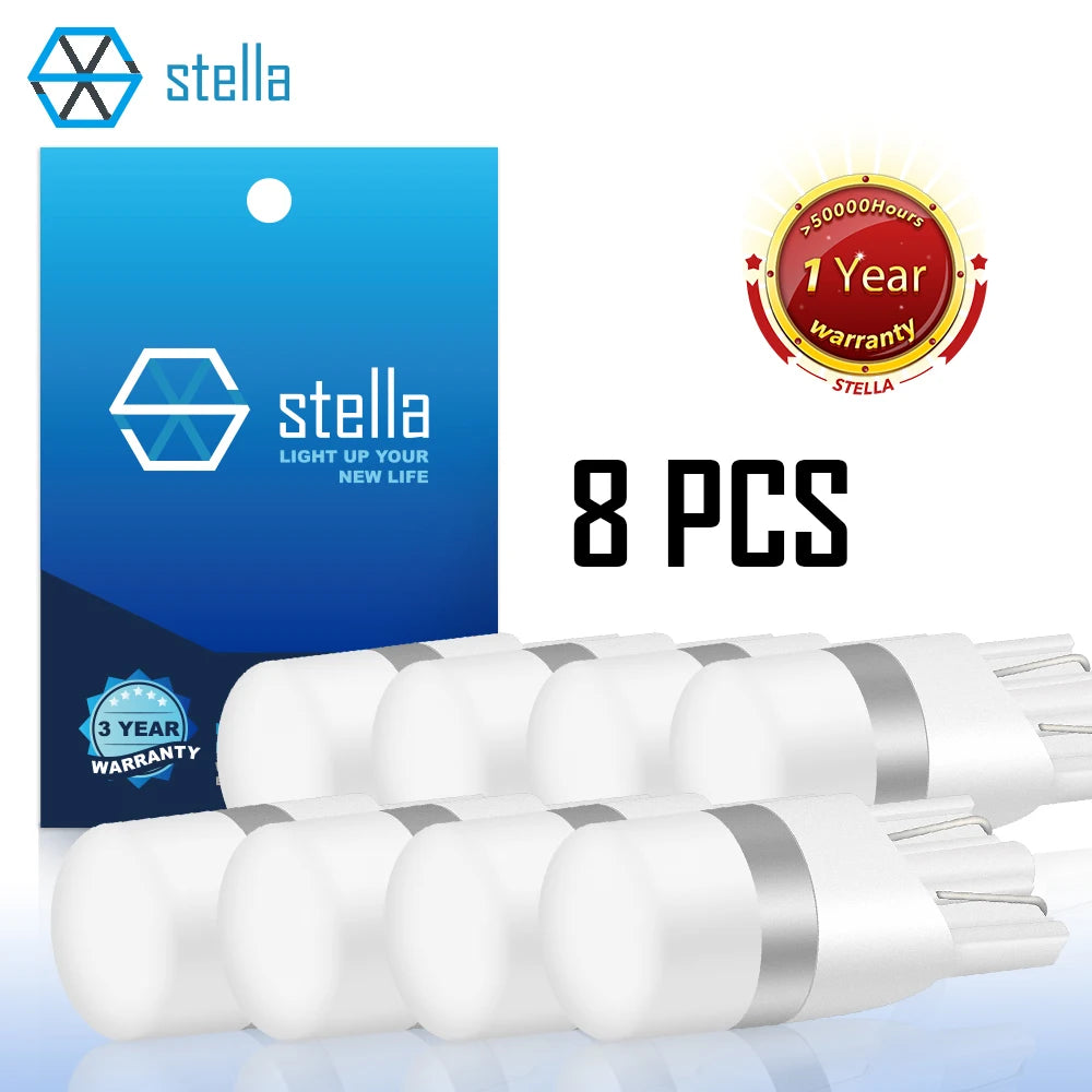 For 12V Stella 8PCS T10 Bulb 360degree Glow White Amber Ice