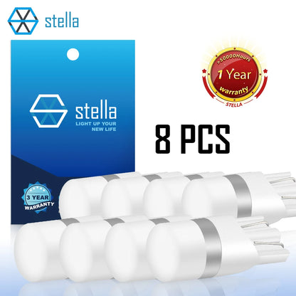 For 12V Stella 8PCS T10 Bulb 360degree Glow White Amber Ice