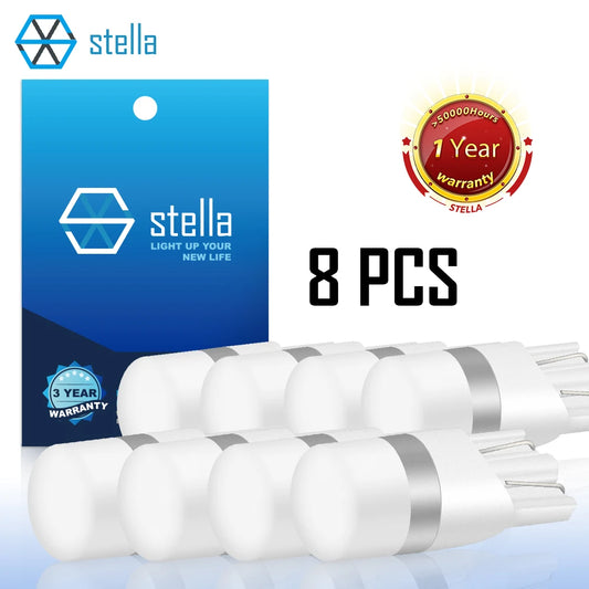 For 12V Stella 8PCS T10 Bulb 360degree Glow White Amber Ice