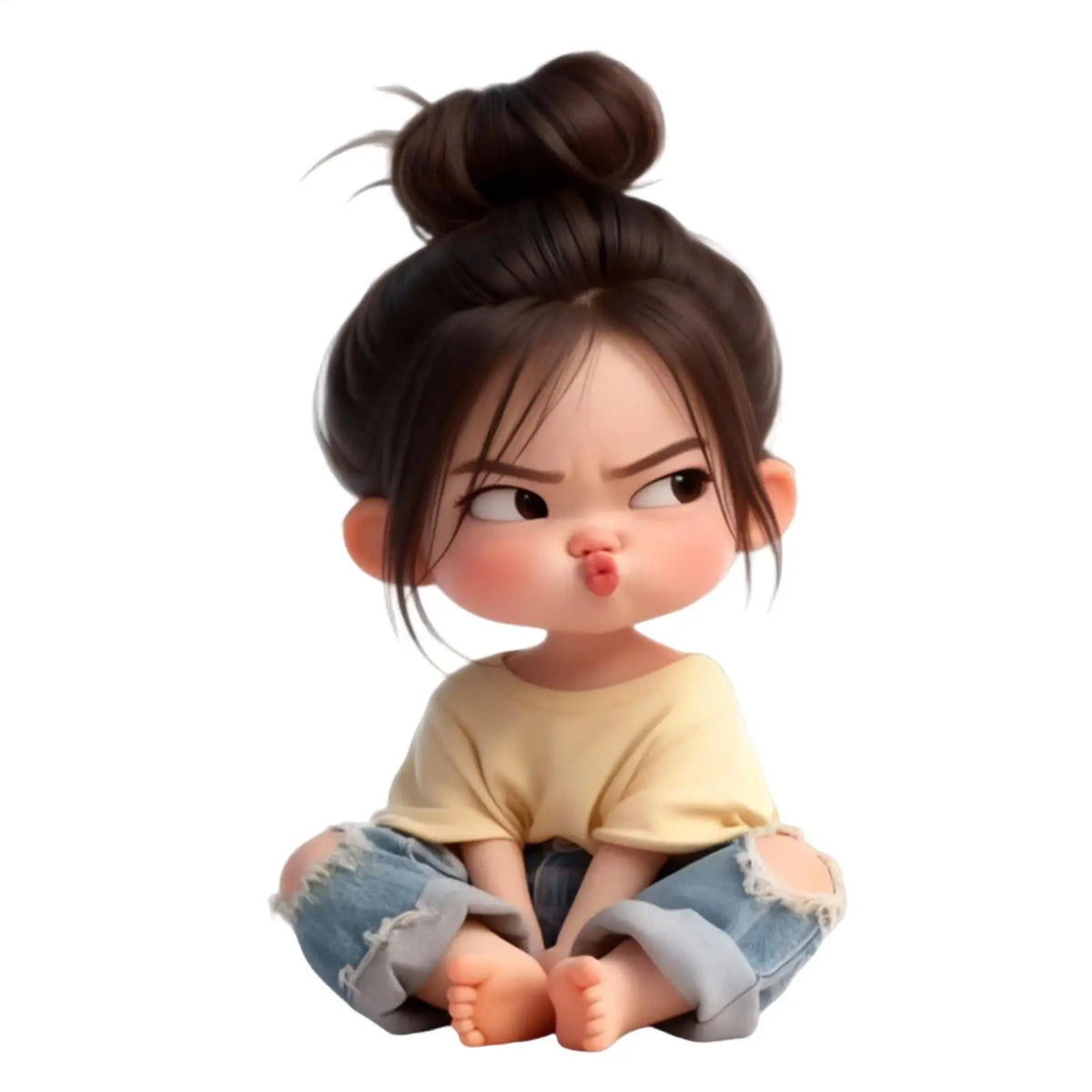 Cute Pouting Girl Pattern Decal Waterproof Vinyl Sticker 2D