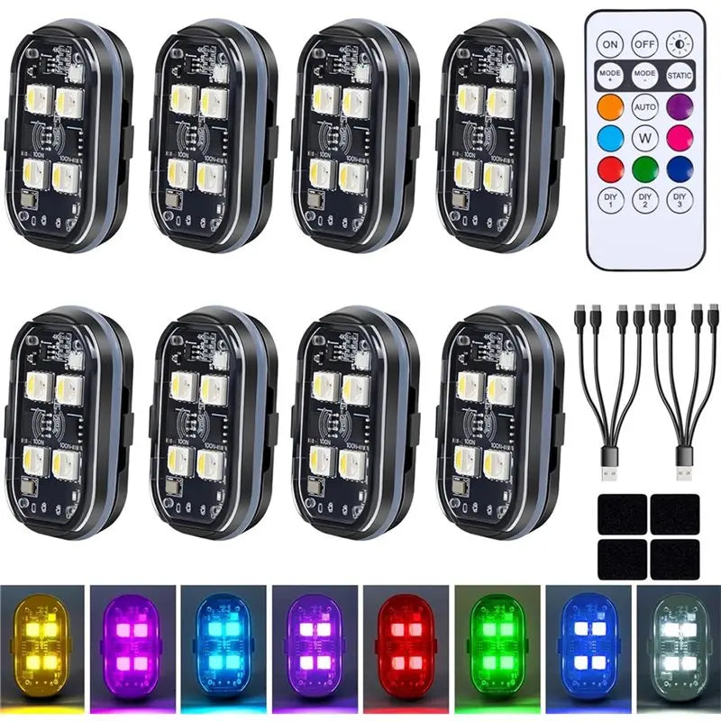 m64k-upgraded 4leds 8PCS Wireless Strobe Colors Remote Control