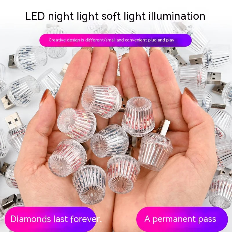 Cigarette Lighter USB Atmosphere MINI Colorful Night wiring-free