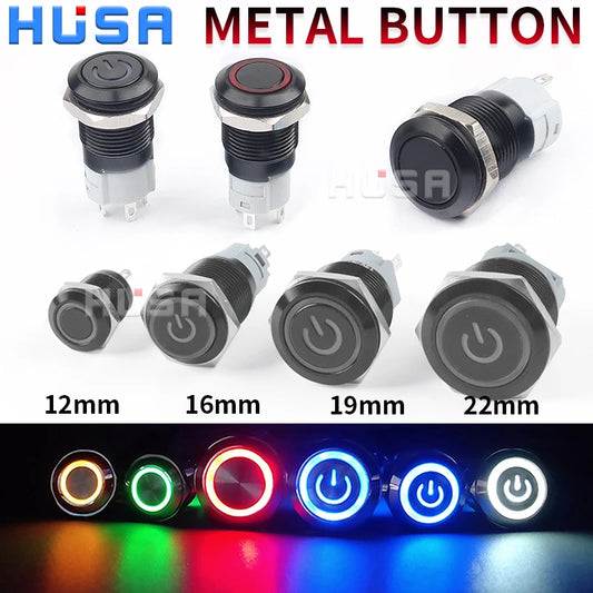 12 22MM Black Shell Push Button Switch Metal Waterproof