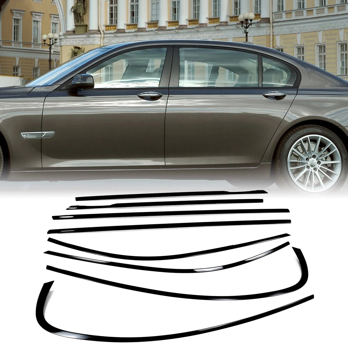 For BMW 7 Series F01 F02 Weatherstrip Gloss Black Exterior