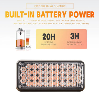 Wireless Magnetic Strobe Warning Amber White 42LED Emergency