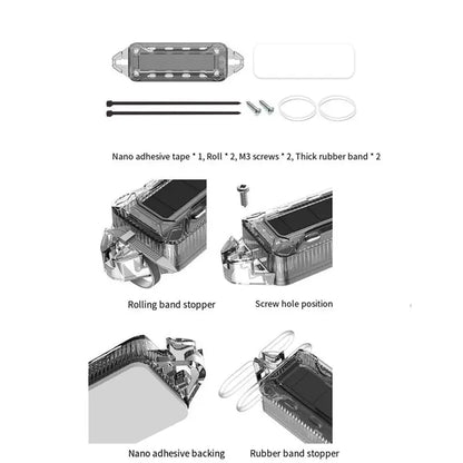 a13f-2 Pack Solar Power Warning Motorcycles IP65 Waterproof