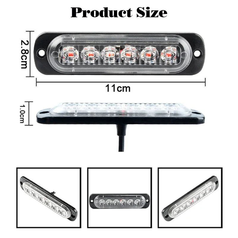 12V 24V Front Grille Strobe Warning Brightness Red Blue