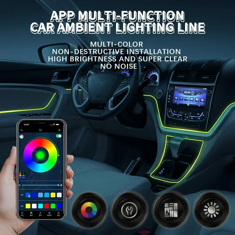 Interior RGB Atmosphere Strip USB Fiber Optic Neon Invisible