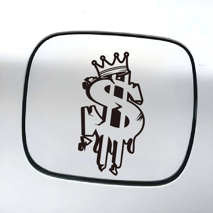 Crown Dollar Fuel Tank Cap Window Glass Sticker Interesting