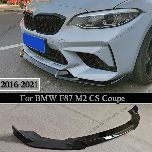 For BMW F87 M2 2016-2021 Gloss Black Cs Front Bumper Lip Spoiler