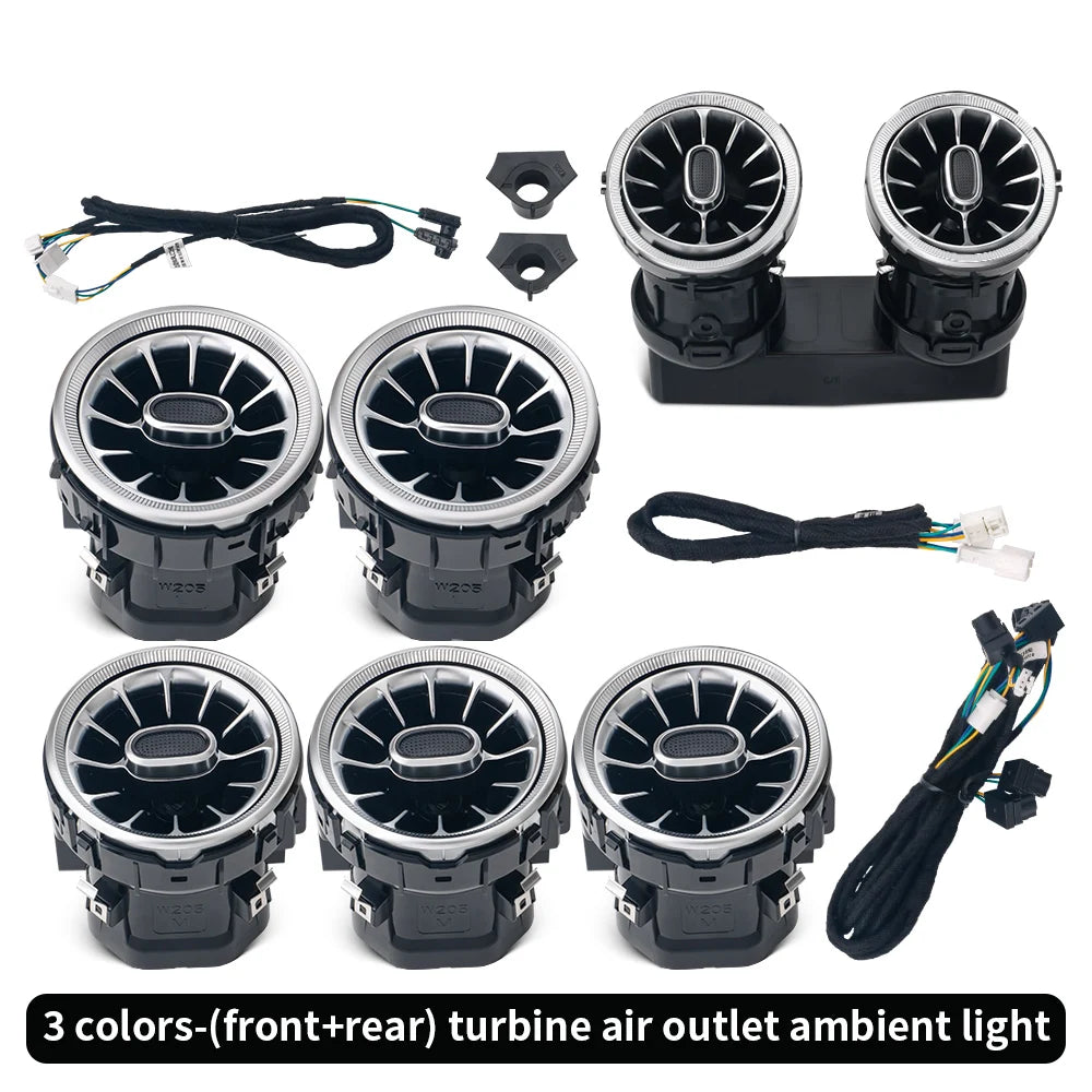 For Mercedes Benz W205 X253 GLC 15-18 3 Color Turbine Vents Ambient Light 4D Rotating Tweeter Speaker Lamp LHD Copilot L