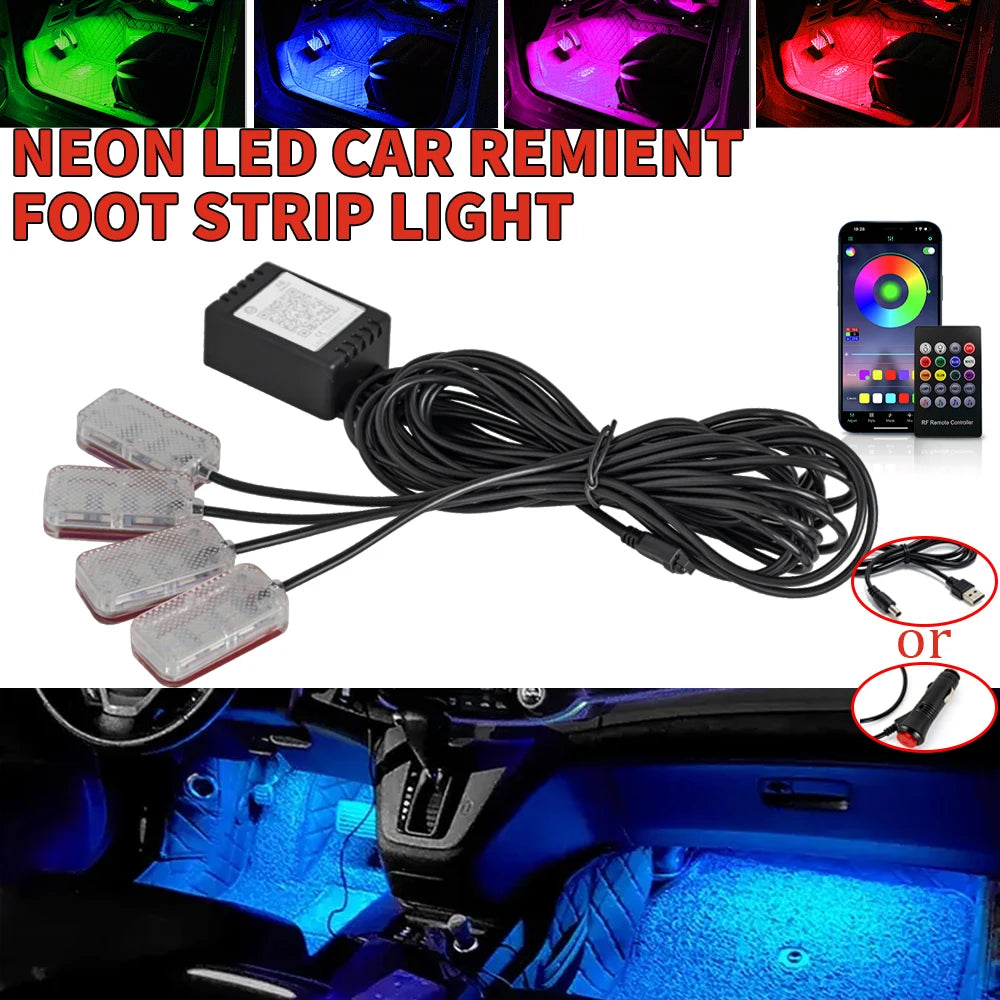 Footwell RGB Interior Atmosphere APP Remote USB Cig Lighter