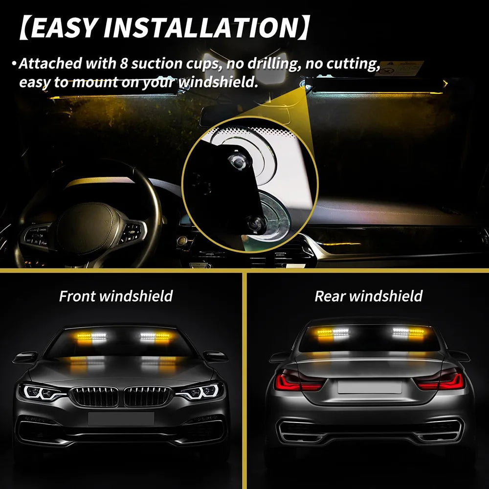 In 24LED Strobe 12-24v Amber White Safety Windshield Warning