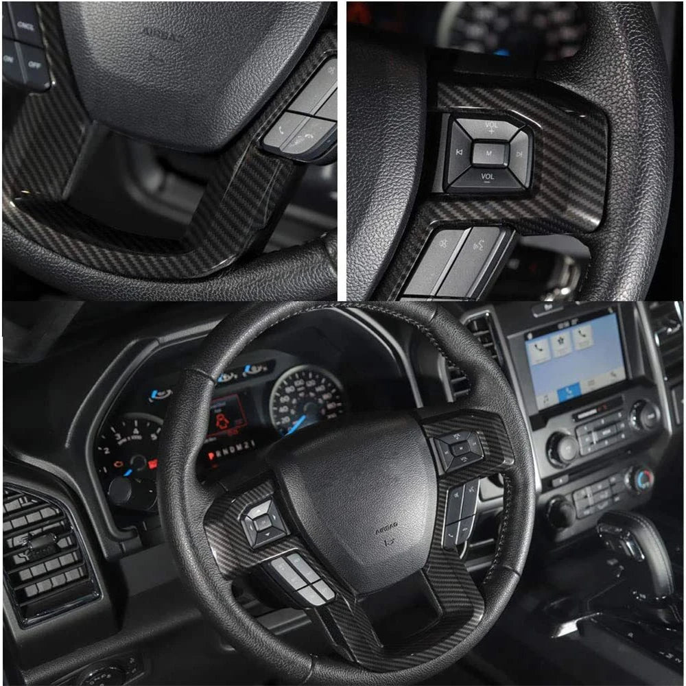For Ford F150 2015 - 2020 ABS Carbon Fiber Steering Wheel Cover