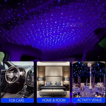Blue USB Star Night Atmosphere Projector Rotating Music Control