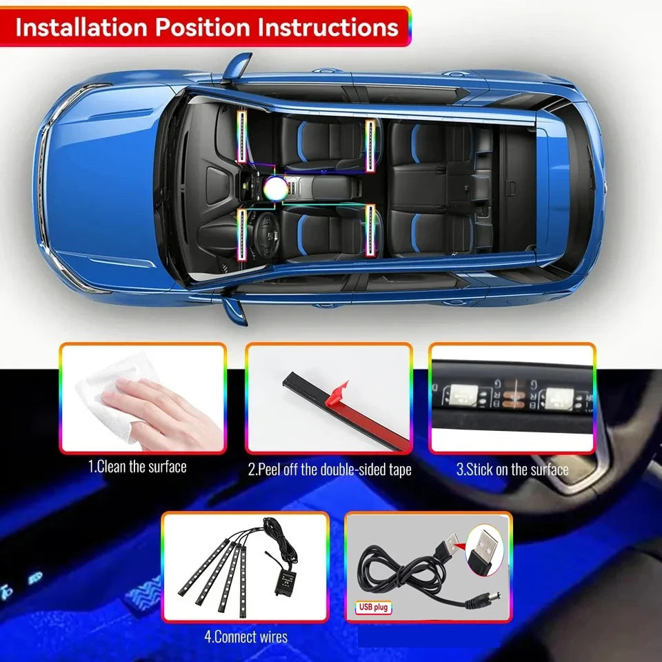 For Enhanced Ambiance，Christmas 4PCS Interior Lighting kit-rgb