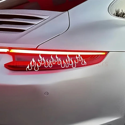 2PCS Set White Flame Waterproof Vinyl Stickers Taillight Body