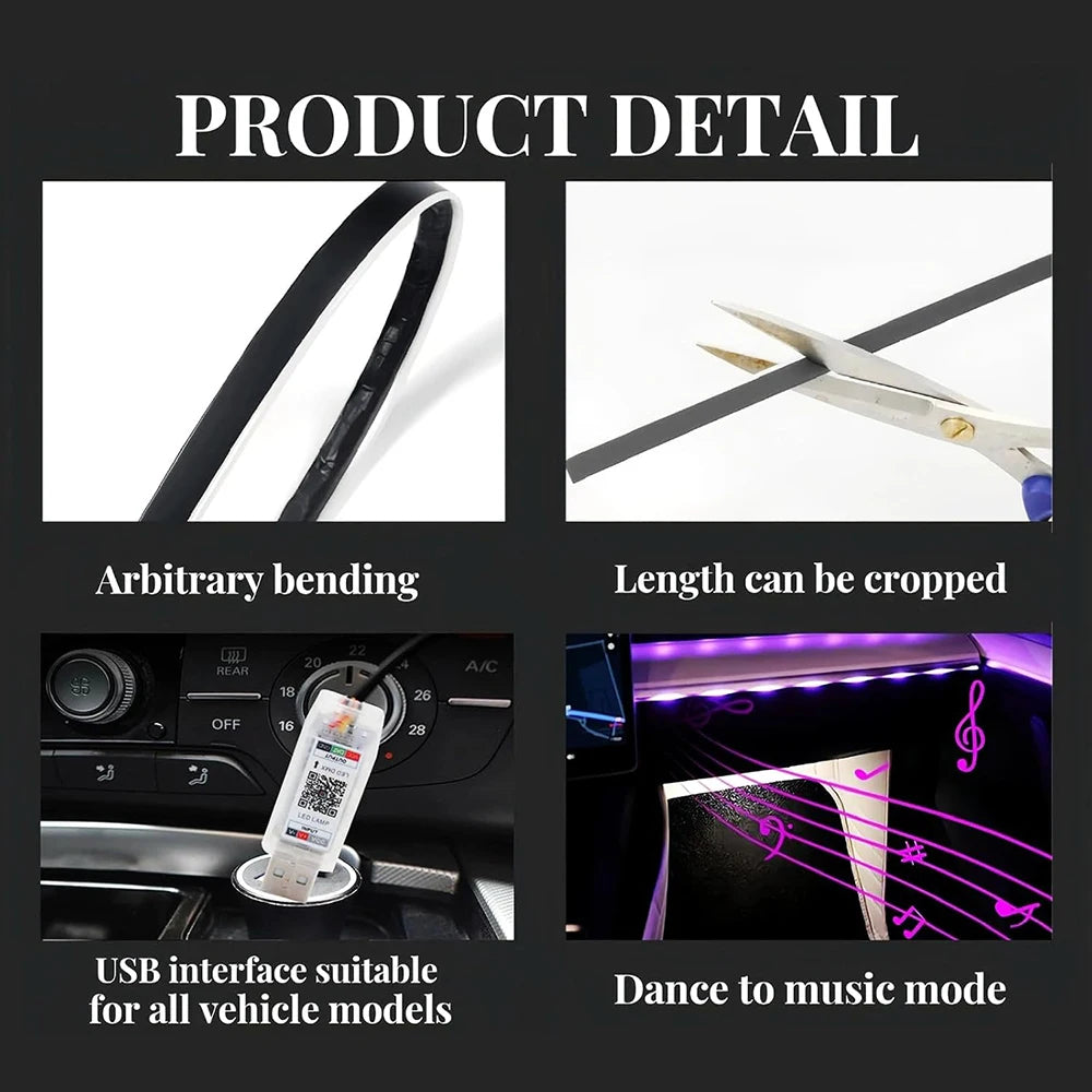 Dynamic Interior Strip RGB Environmental Lighting Music Sync
