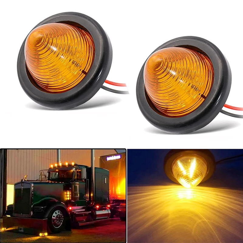 2PCS Cone Round Side Marker Rear Tracking Clearance Waterproof