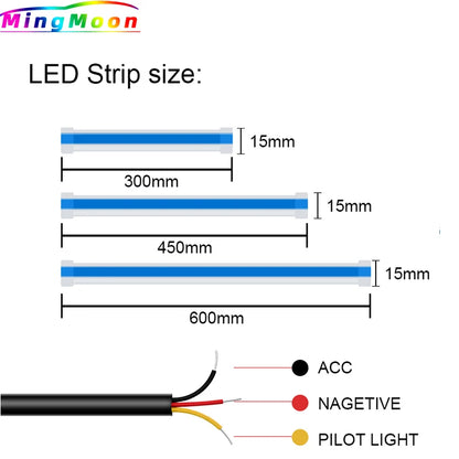 2PCS Drl Flexible Daytime Running Turn Signal Headlight