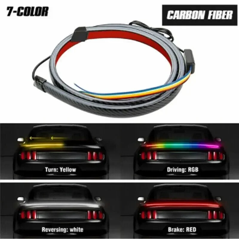 RGB Carbon Fiber Brake Strip Spoiler Mount Rear Warning