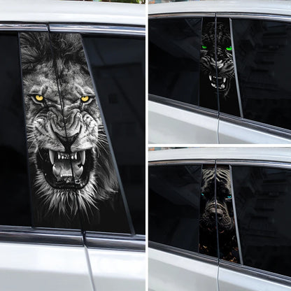 2PCS Ferocious Animal Sticker B Pillar Decal Waterproof Vinyl