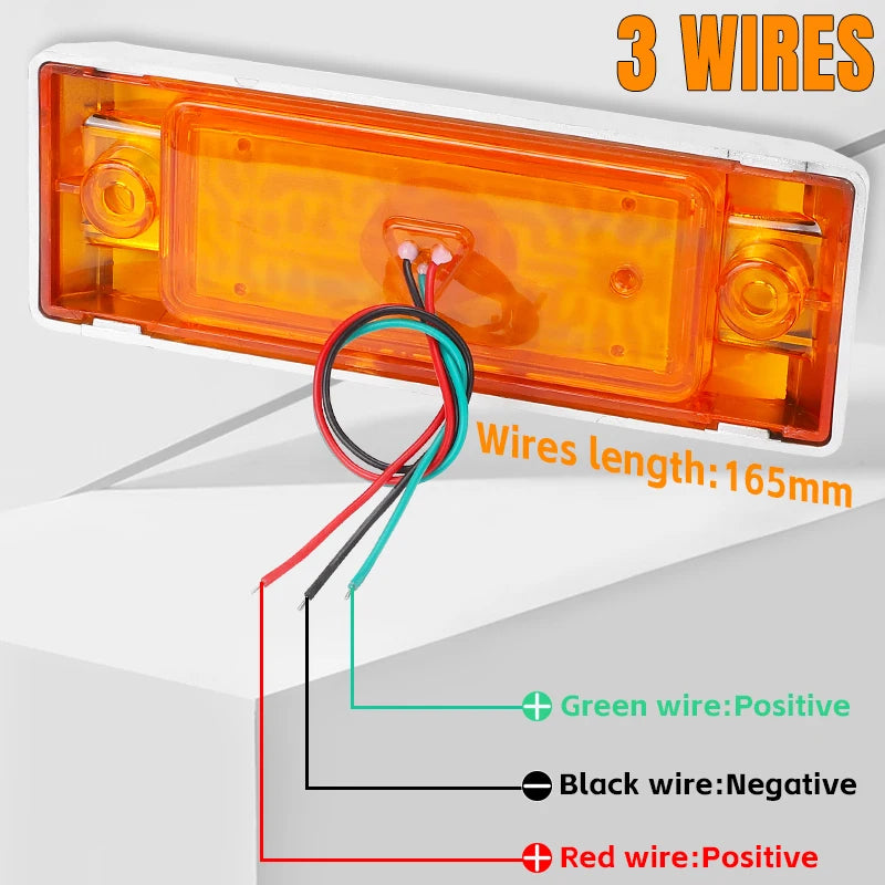 10PCS Inch Square Side Marker Yellow Turn Signal Rear