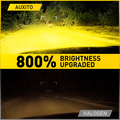 Auxito 2PCS H4 Fanless Csp Headlight Bulb 3000K Golden