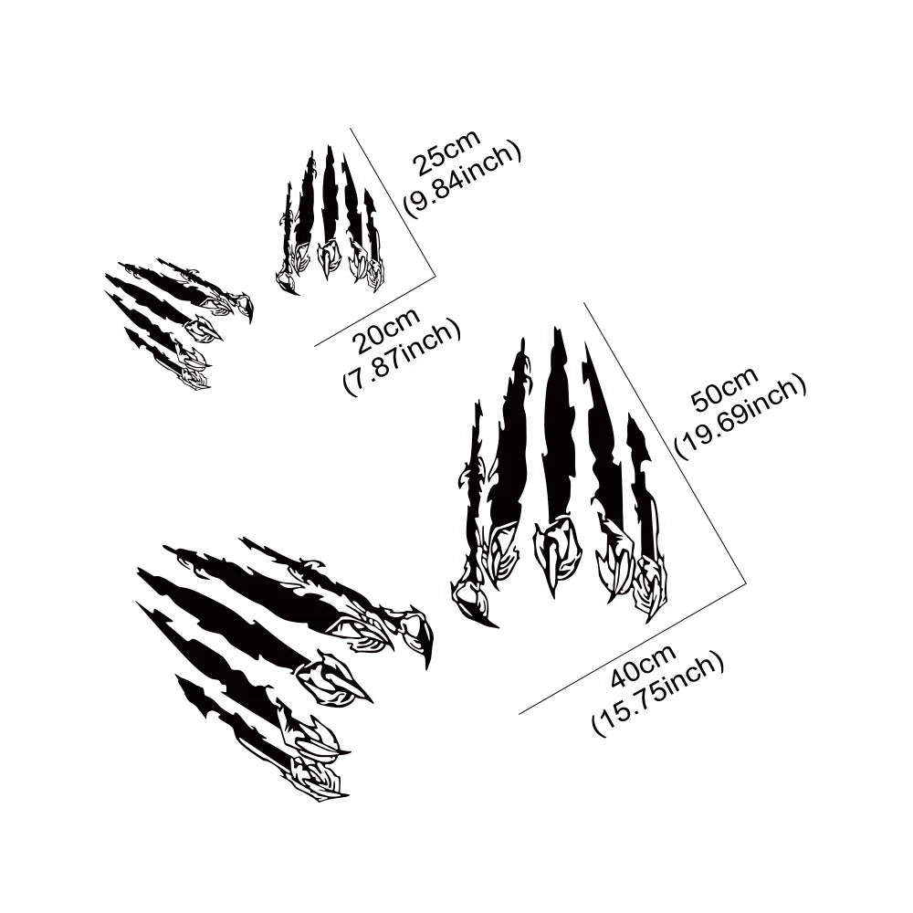 Beast Claw Paw Print Scratch Marks Stickers Creative Decals
